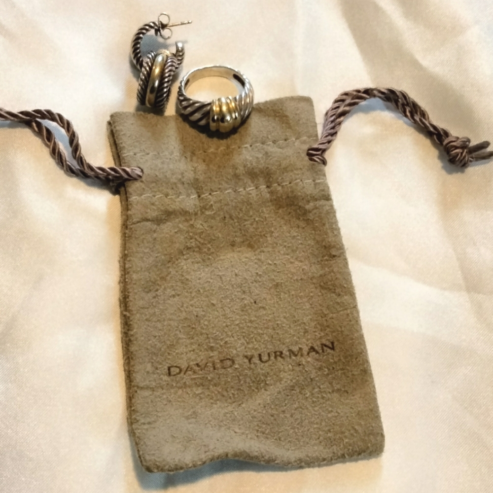 David Yurman 14k/925 ring and earrings